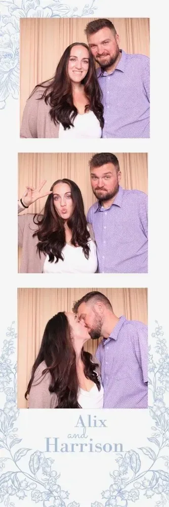 A custom wedding photo strip with a floral design
